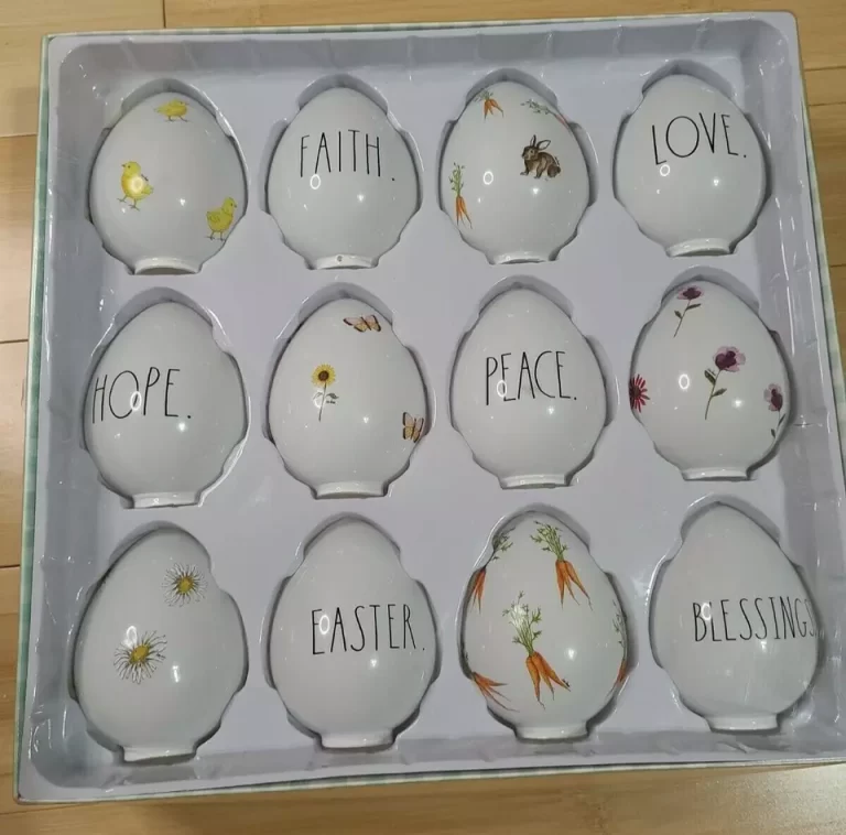 Rae Dunn Set of 12 Eggs Blessings Faith Hope Peace Love Easter NEW - Image 5