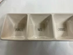 Rae Dunn White Ceramic-Compartment Dip Tray