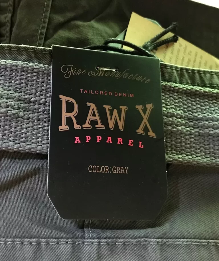 Raw X Apparel MaxComfort Cargo Dyed Gray Sz 34 Shorts With Belt NEW - Image 3