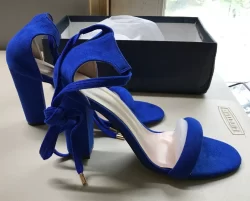 Royal Blue Clunky High Heel Slippers
