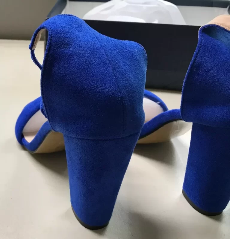 Royal Blue Clunky High Heel Slippers Open Toe Sz 9.5 NEW - Image 7