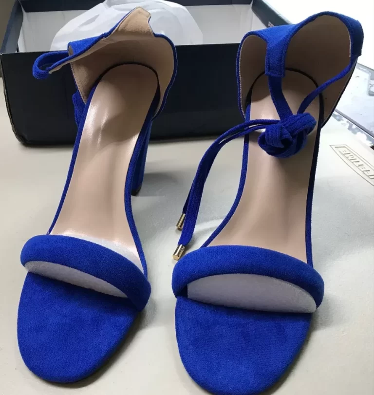 Royal Blue Clunky High Heel Slippers Open Toe Sz 9.5 NEW - Image 6