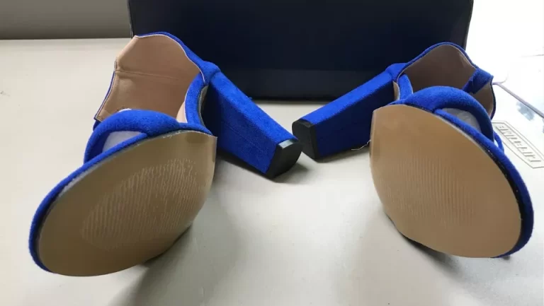 Royal Blue Clunky High Heel Slippers Open Toe Sz 9.5 NEW - Image 5