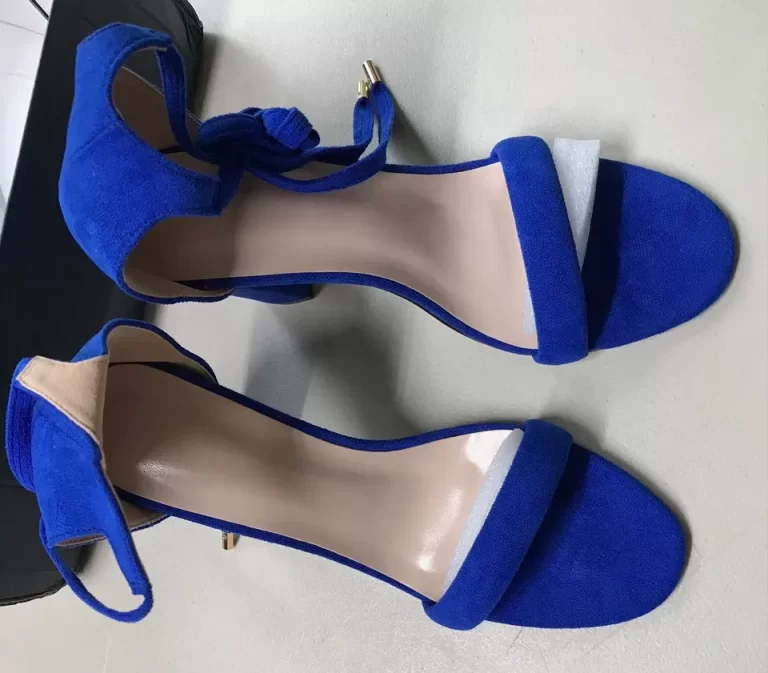 Royal Blue Clunky High Heel Slippers Open Toe Sz 9.5 NEW - Image 4