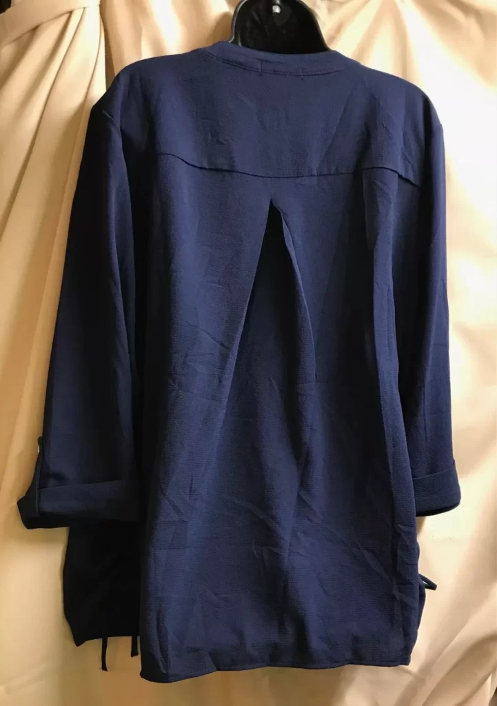 Roz & Ali 3 Qtr Length Sleeve Side Tie Popover Blouse Navy Sz 3X NEW - Image 3