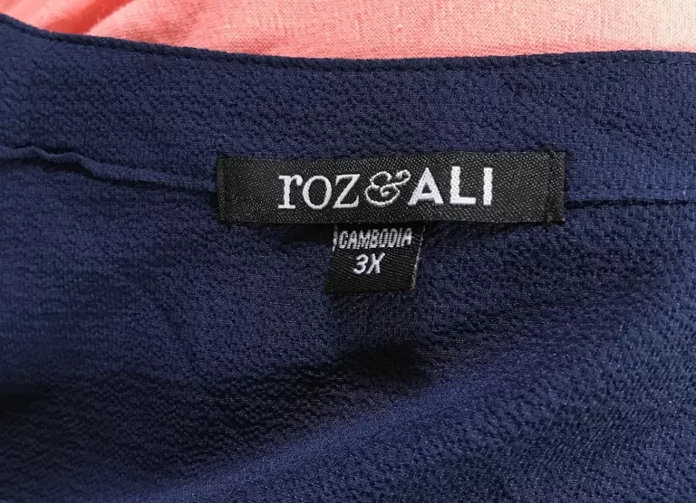 Roz & Ali 3 Qtr Length Sleeve Side Tie Popover Blouse Navy Sz 3X NEW - Image 4