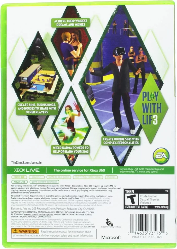 The Sims 3 (Platinum Hits) Xbox 360 (Brand New Factory Sealed US Version) Xbox 3 - Image 2