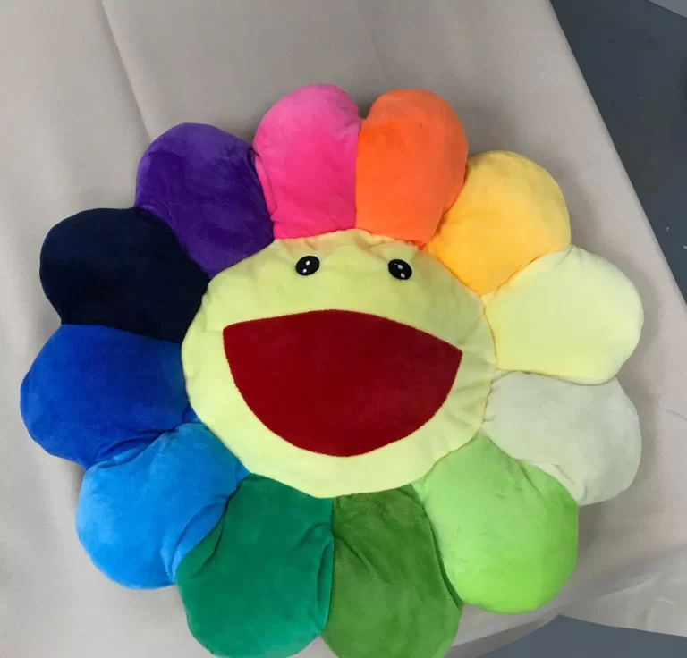 Sunflower Rainbow Cushion Pillow Plush Reversible 17" NEW - Image 3
