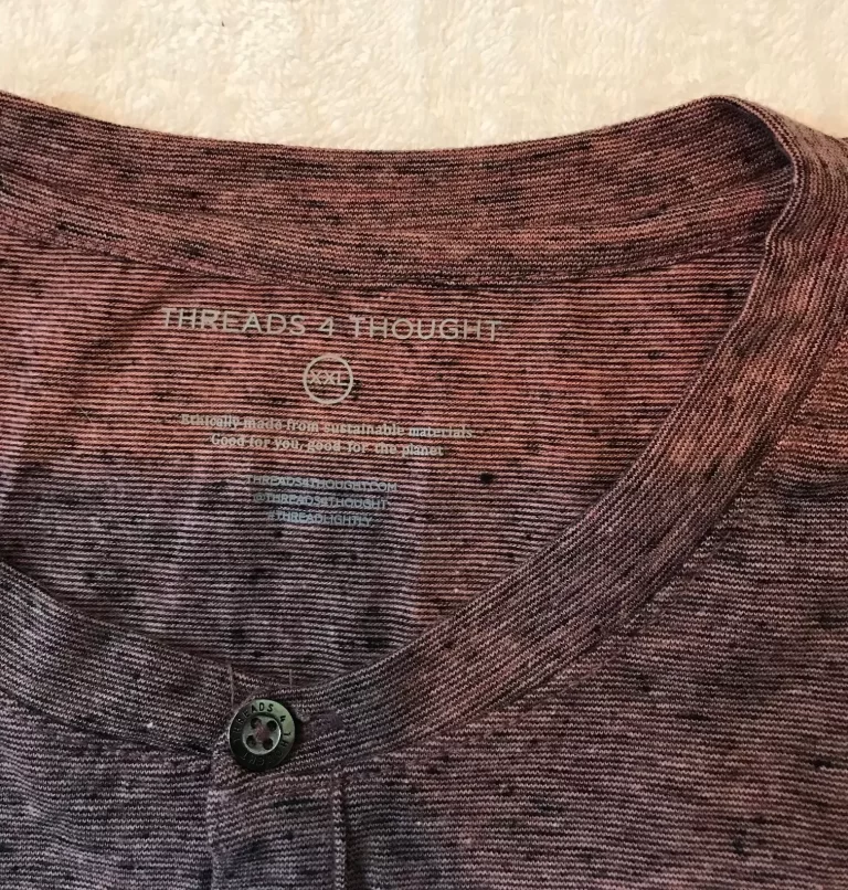 Threads 4 Thought Braeden Black Fleck LS Triblend Coral Henley Shirt Sz XXL NEW - Image 2