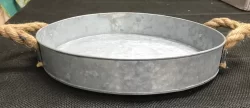 Tin Serving Tray with Jute Handles