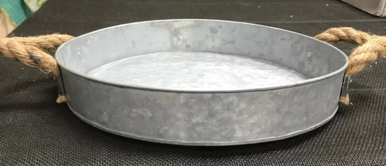 Tin Serving Tray with Jute Handles
