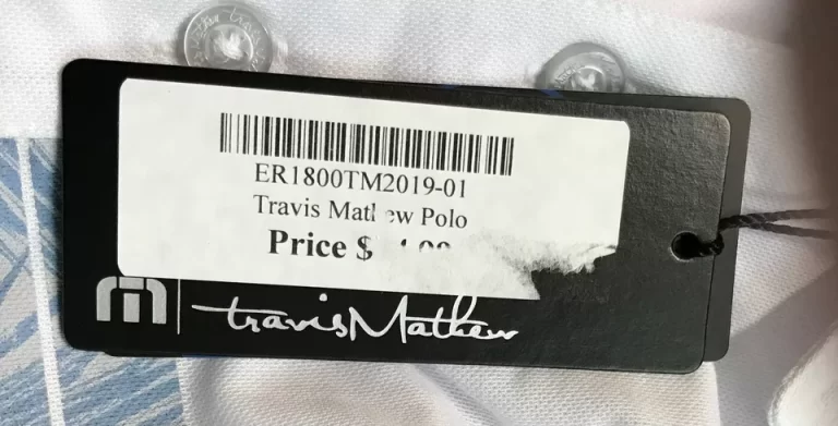 Travis Mathew Boulding Polo Shirt White With Blue Stripes Sz XL NEW - Image 5