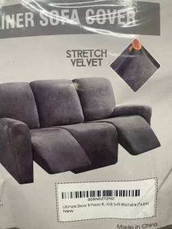 Ultimate Decor 8-Pieces Recliner Sofa Covers Velvet Stretch Reclining Taupe
