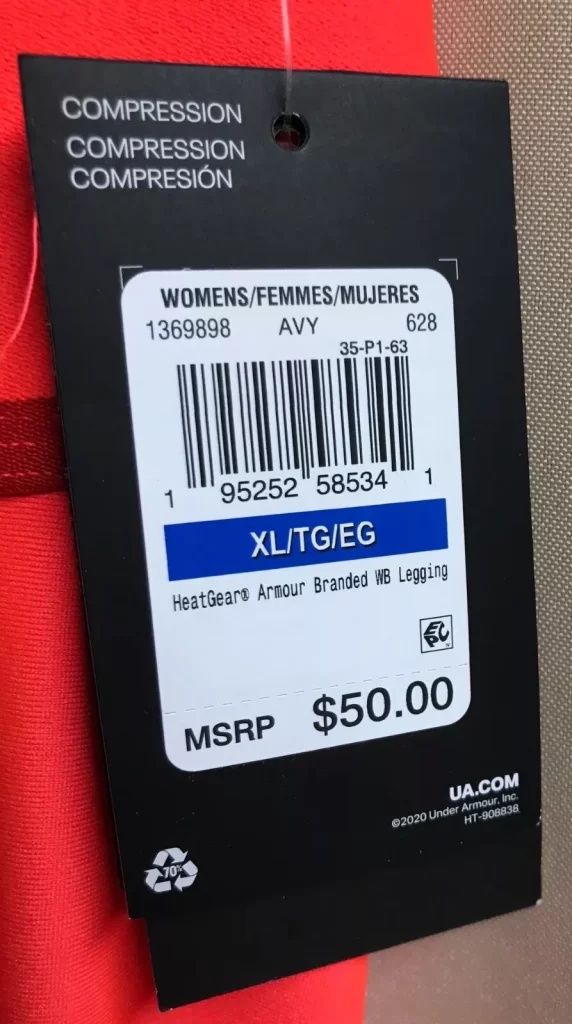 Under Armour Womens Hi-Rise Compression Full Length Leggings Orange Sz XL NEW - Image 3