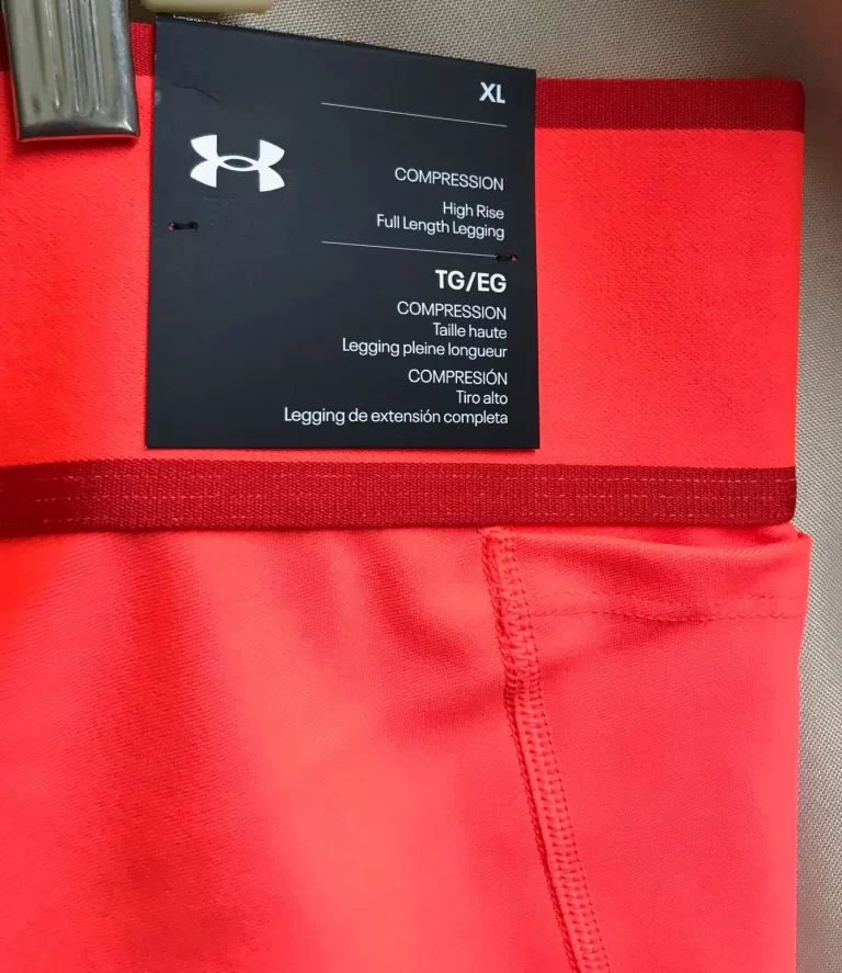 Under Armour Womens Hi-Rise Compression Full Length Leggings Orange Sz XL NEW - Image 6