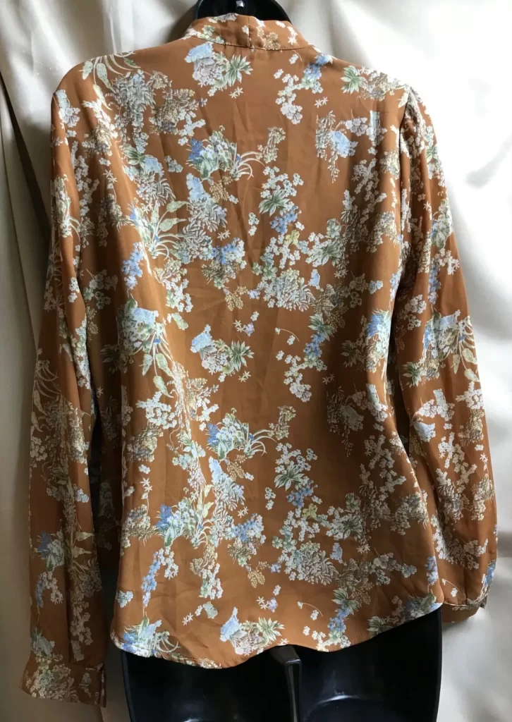 WEST K Floral Chiffon Surplice Top Blouse Caramel Long Sleeve Sz M(6-8) NEW - Image 2