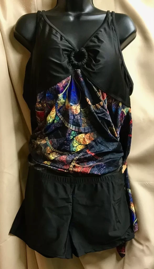 Women's 2 Piece Swim Suit Plus Size XXL BlackTop with Print and Black Bottom NEW - Image 4