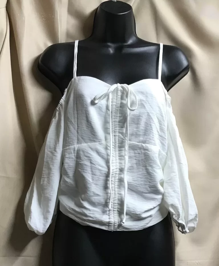 Zaful White Blouse Spaghetti Straps Short Sleeves Sz M NEW - Image 3