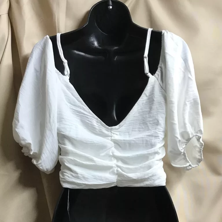 Zaful White Blouse Spaghetti Straps Short Sleeves Sz M NEW - Image 4