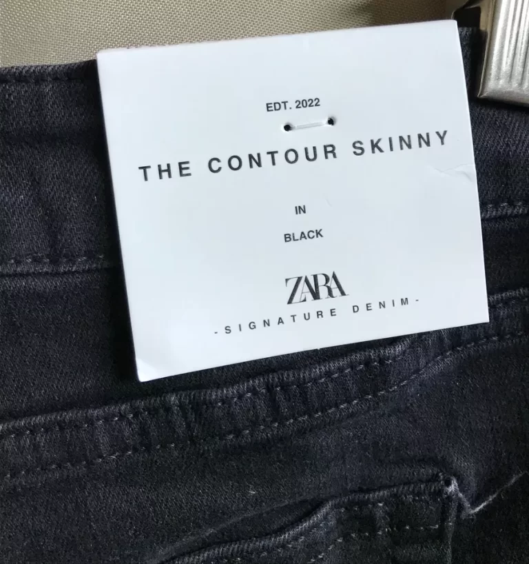 Zara The Contour Skinny Black Signature Denim Slim Fit Mid Rise Sz 12 NEW - Image 2