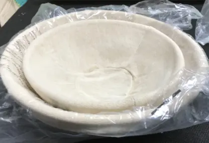Bread Proofing Basket with Liner Natural Cane Set of 2 8.25" x 3" & 1-" x 4" NEW - Image 3