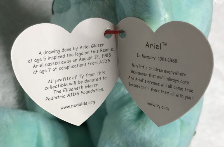 Ty Beanie Baby Ariel (2000 In Memory Bear) Tags Intact Roses Embroidery Estate - Image 4