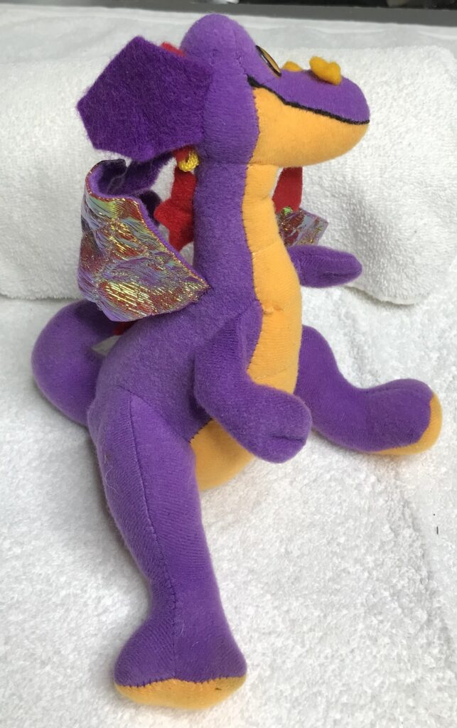 "ACE Novelty Purple Dragon Plush – Yellow Belly, Red Spines, Gold Wings – Estate Collection" - Image 5