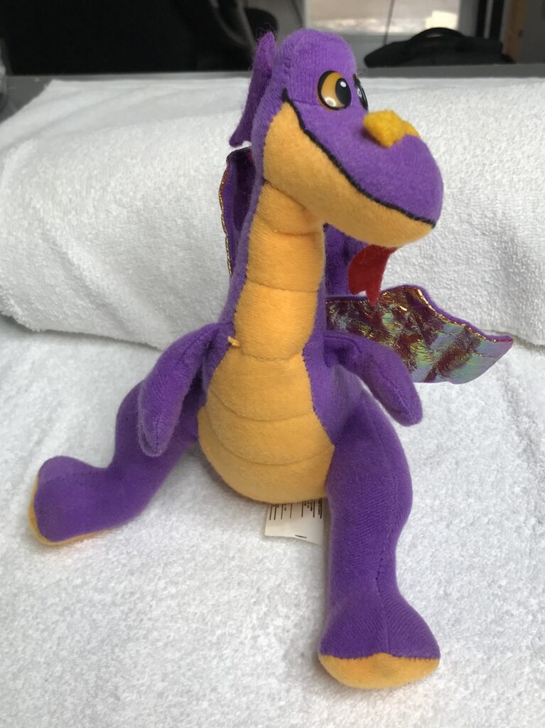 "ACE Novelty Purple Dragon Plush – Yellow Belly, Red Spines, Gold Wings – Estate Collection" - Image 4