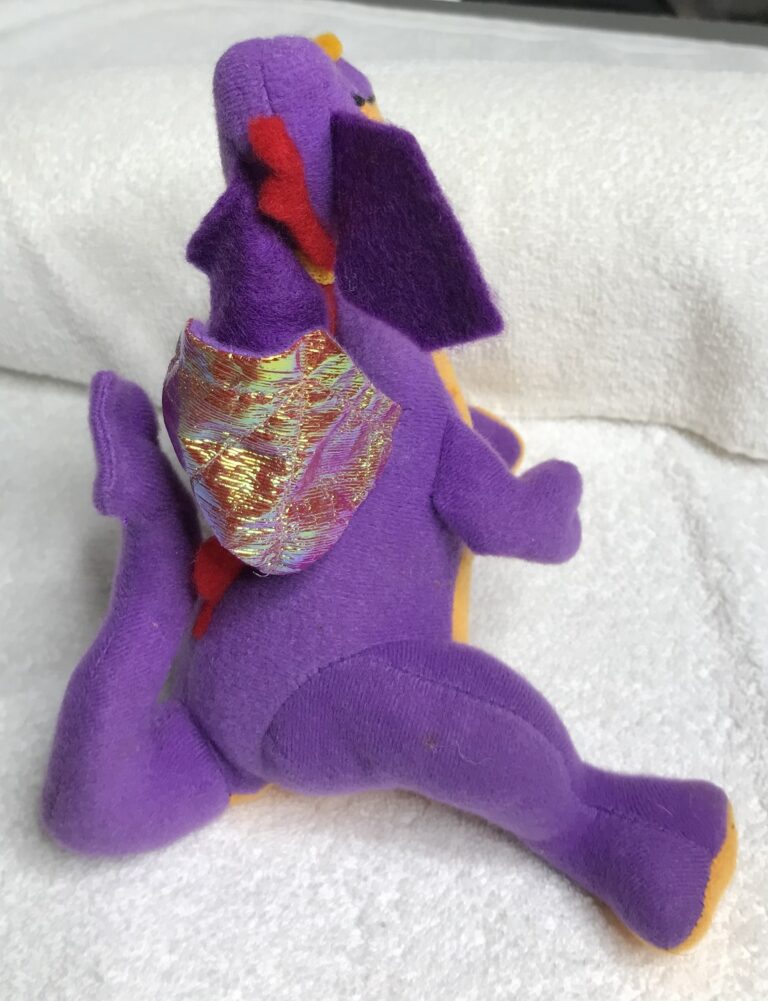 "ACE Novelty Purple Dragon Plush – Yellow Belly, Red Spines, Gold Wings – Estate Collection" - Image 3
