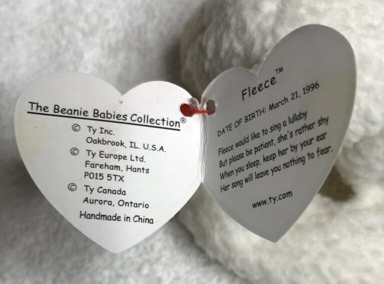 Ty Beanie Baby – Fleece the Lamb – 1996 – White with Pink Nose – Tags Intact – Estate Collection - Image 7