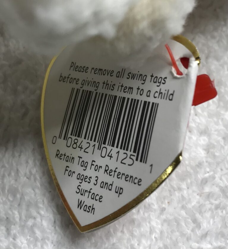 Ty Beanie Baby – Fleece the Lamb – 1996 – White with Pink Nose – Tags Intact – Estate Collection - Image 6