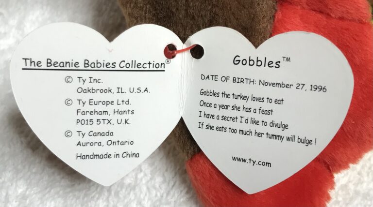Ty Beanie Baby Gobbles the Turkey – 1996 – Tags Intact – Thanksgiving Plush – Estate Collection - Image 3