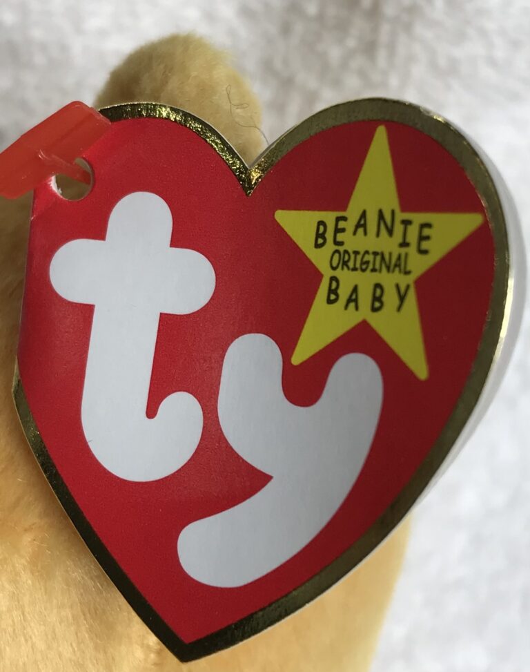 Ty Beanie Baby – Hope the Praying Bear – Yellow Gold – Tags Intact – Display Case – Estate Collection - Image 11