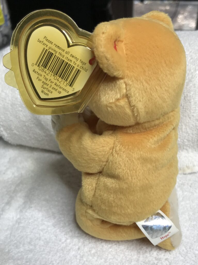 Ty Beanie Baby – Hope the Praying Bear – Yellow Gold – Tags Intact – Display Case – Estate Collection - Image 7