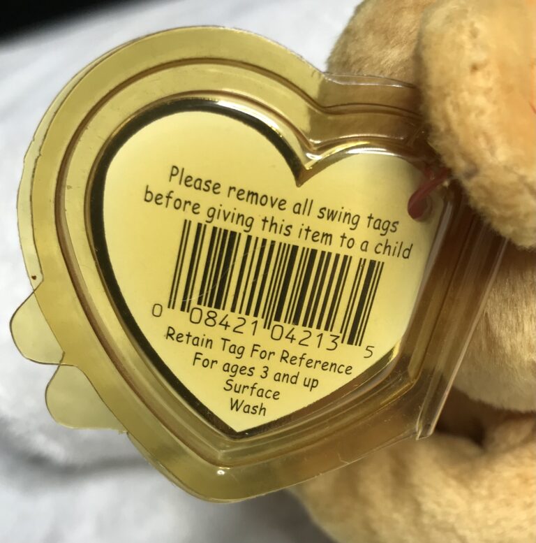 Ty Beanie Baby – Hope the Praying Bear – Yellow Gold – Tags Intact – Display Case – Estate Collection - Image 8