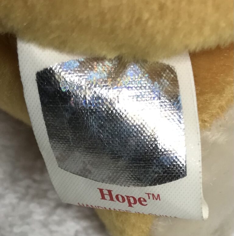 Ty Beanie Baby – Hope the Praying Bear – Yellow Gold – Tags Intact – Display Case – Estate Collection - Image 9