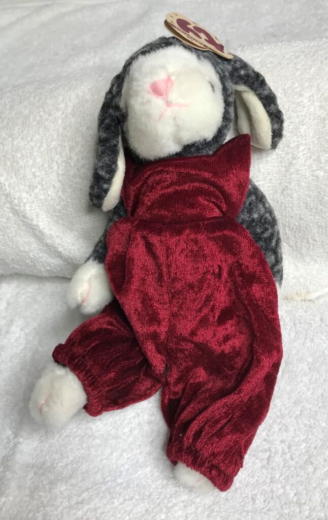Ty Attic Treasures – Lilly the Lamb – Burgundy Jumpsuit – Tags Intact - Image 3