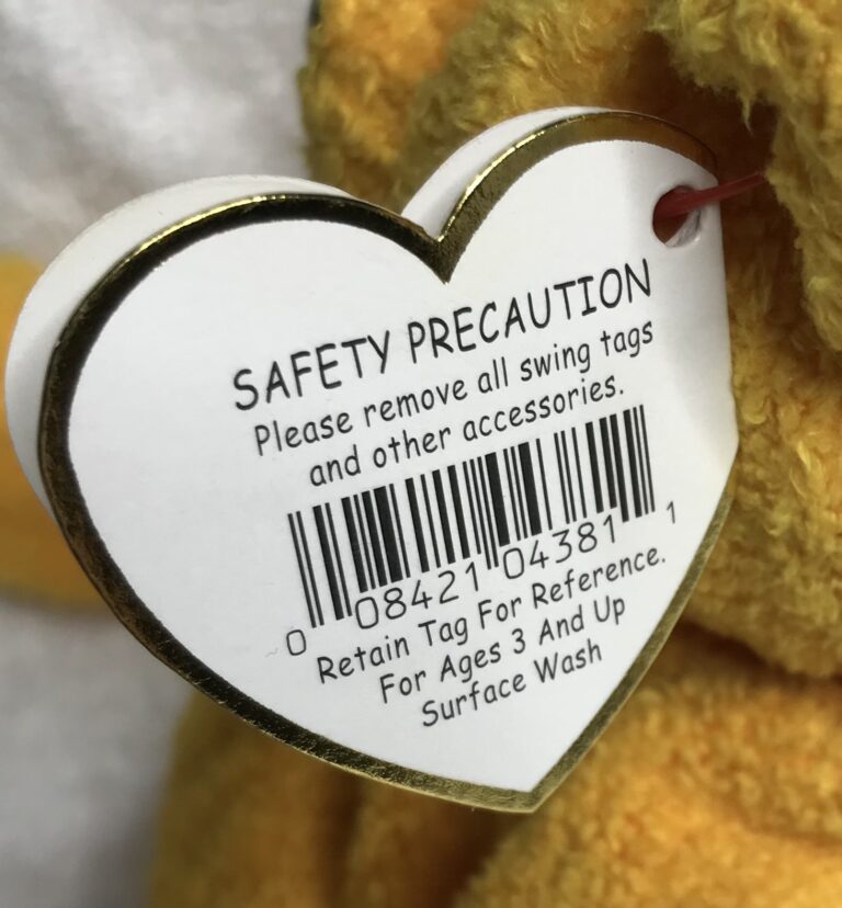 Ty Beanie Baby – Poopsie the Bear – Yellow Gold – March 31, 2001 – Tags Intact – Display Case – Estate Collection - Image 7