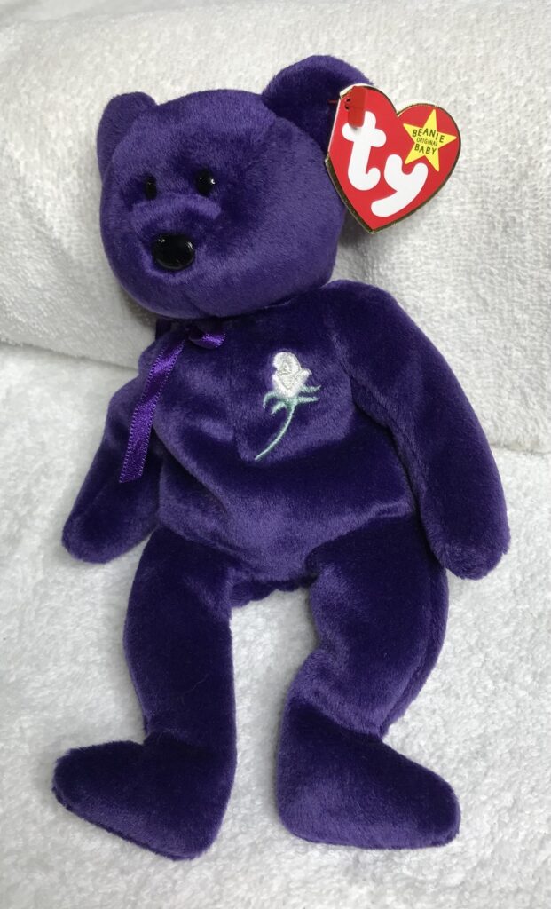 Ty Beanie Baby – Princess the Bear (Diana Memorial) – Dark Purple – Tags Intact – In Display Case – From Estate Collection - Image 14
