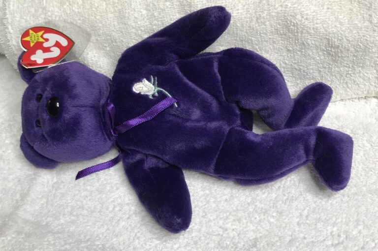 Ty Beanie Baby – Princess the Bear (Diana Memorial) – Dark Purple – Tags Intact – In Display Case – From Estate Collection - Image 9