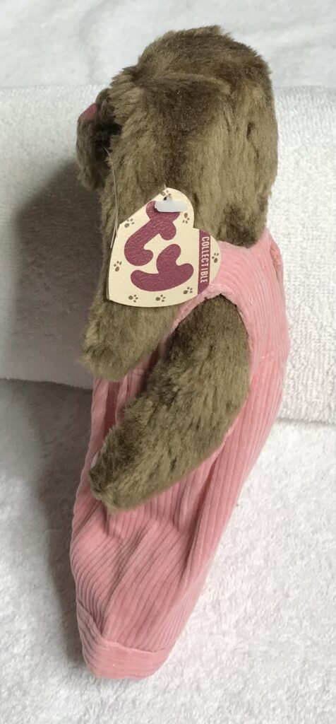 Ty Attic Treasures Rose Rabbit Pink Overalls Jointed Limbs Tags Intact Estate - Image 3