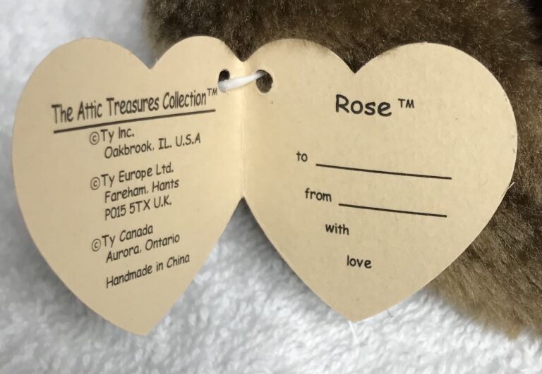 Ty Attic Treasures Rose Rabbit Pink Overalls Jointed Limbs Tags Intact Estate - Image 7