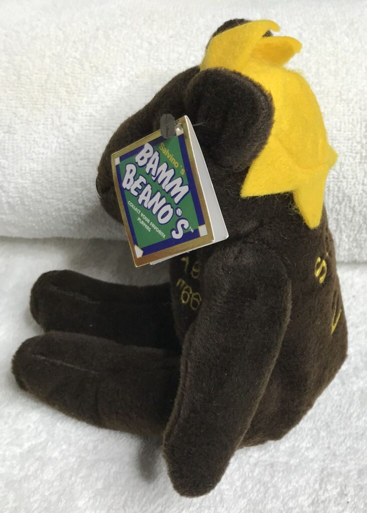 Salvino's Bamm Beano's Sammy Sosa #21 Bear – 1998 MLB Collectible – Dark Brown with Yellow Hat – Estate Collection - Image 8