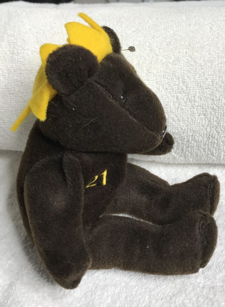 Salvino's Bamm Beano's Sammy Sosa #21 Bear – 1998 MLB Collectible – Dark Brown with Yellow Hat – Estate Collection - Image 9