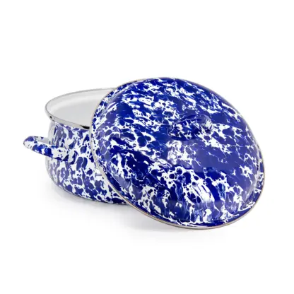 Cobalt Swirl Dutch Oven Golden Rabbit Royal Blue Enamelware NEW - Image 3