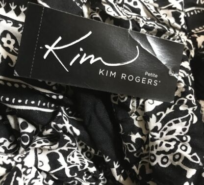 Kim Rogers KM Petite Dress Smocked Top Black & White Print New with Tag SZ PL - Image 5