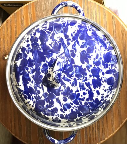 Cobalt Swirl Dutch Oven Golden Rabbit Royal Blue Enamelware NEW - Image 4