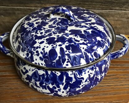 Cobalt Swirl Dutch Oven Golden Rabbit Royal Blue Enamelware NEW - Image 5