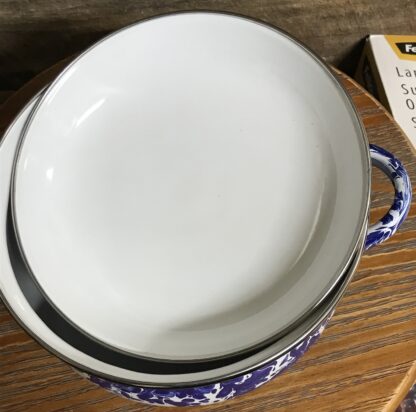 Cobalt Swirl Dutch Oven Golden Rabbit Royal Blue Enamelware NEW - Image 6