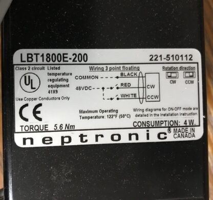 Neptronic BB LBT1800E-200 Actuator 221-510112 New Open Box HVAC Control - Image 4
